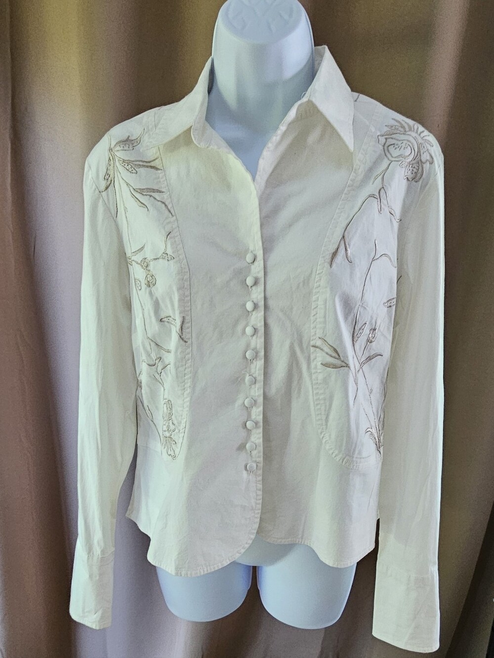Coldwater Creek Embroidered Button Blouse